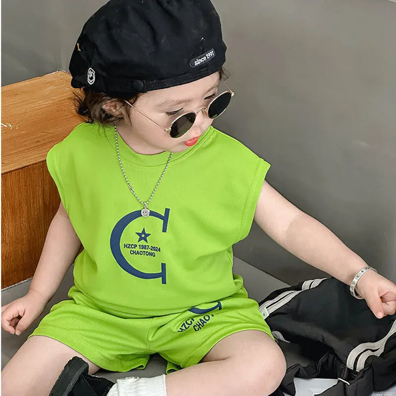 Children Clothing Sets Summer Sleeveless Vest+shorts