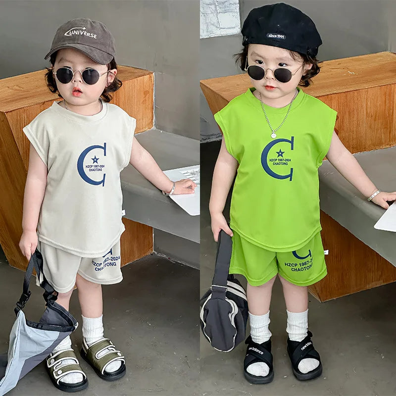 Children Clothing Sets Summer Sleeveless Vest+shorts