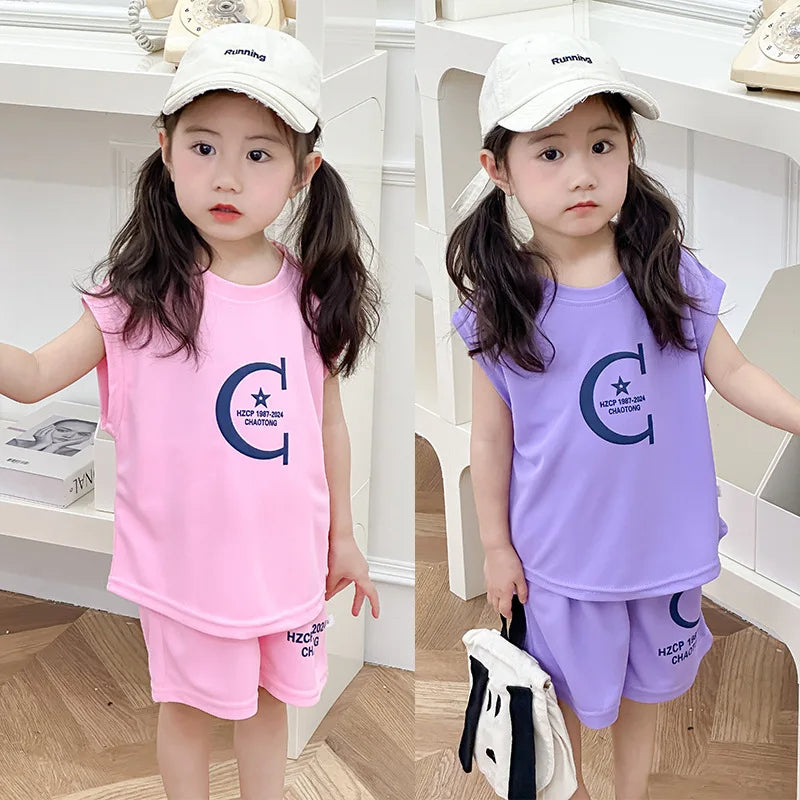 Children Clothing Sets Summer Sleeveless Vest+shorts